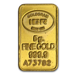 IGR 5 Gram .9999 Gold Bar with COA