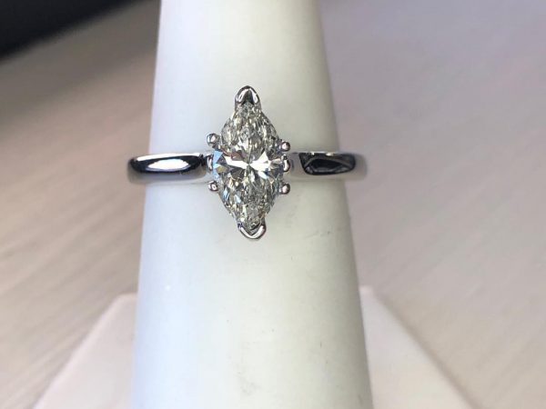 0.97ct EGL Marquise 14k wg Solitaire Ring